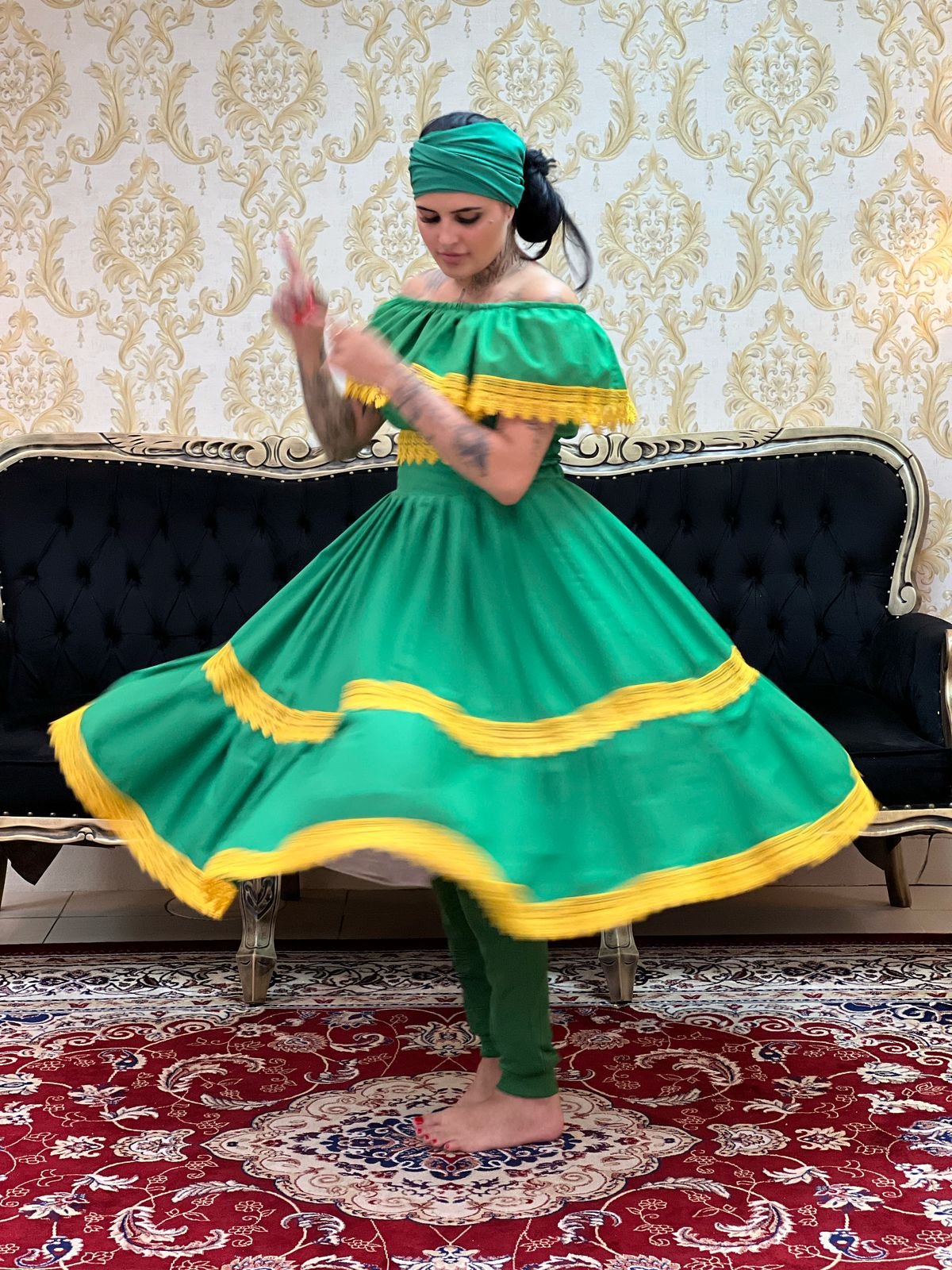 Conjunto Guipir Fem Verde/Amarelo