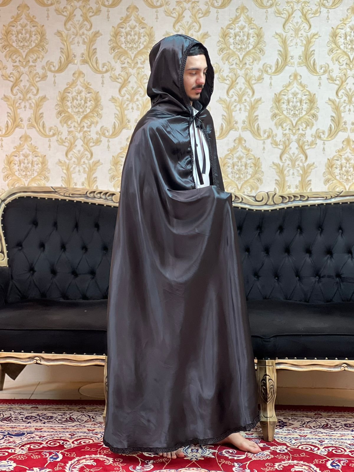 Capa Capuz Cetim Preto