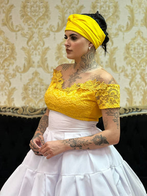 Body Renda Amarelo