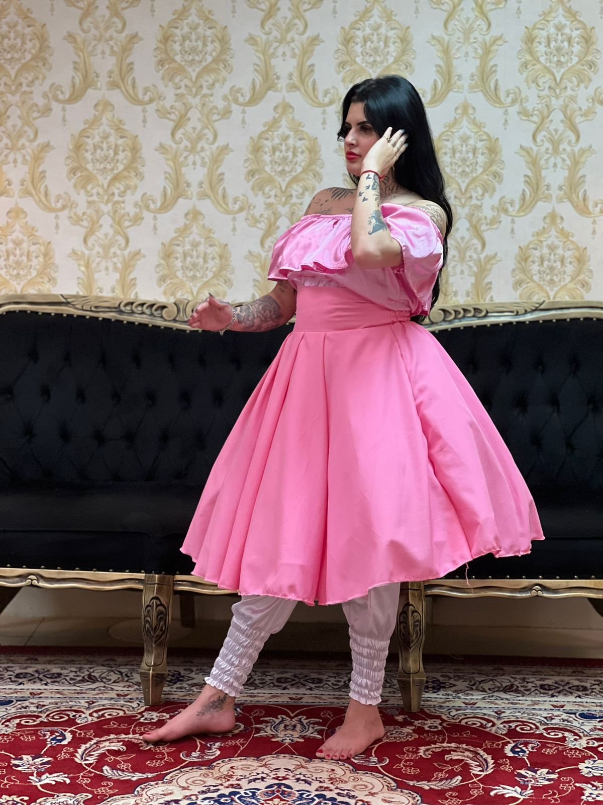 Blusa Babado Cetim Rosa