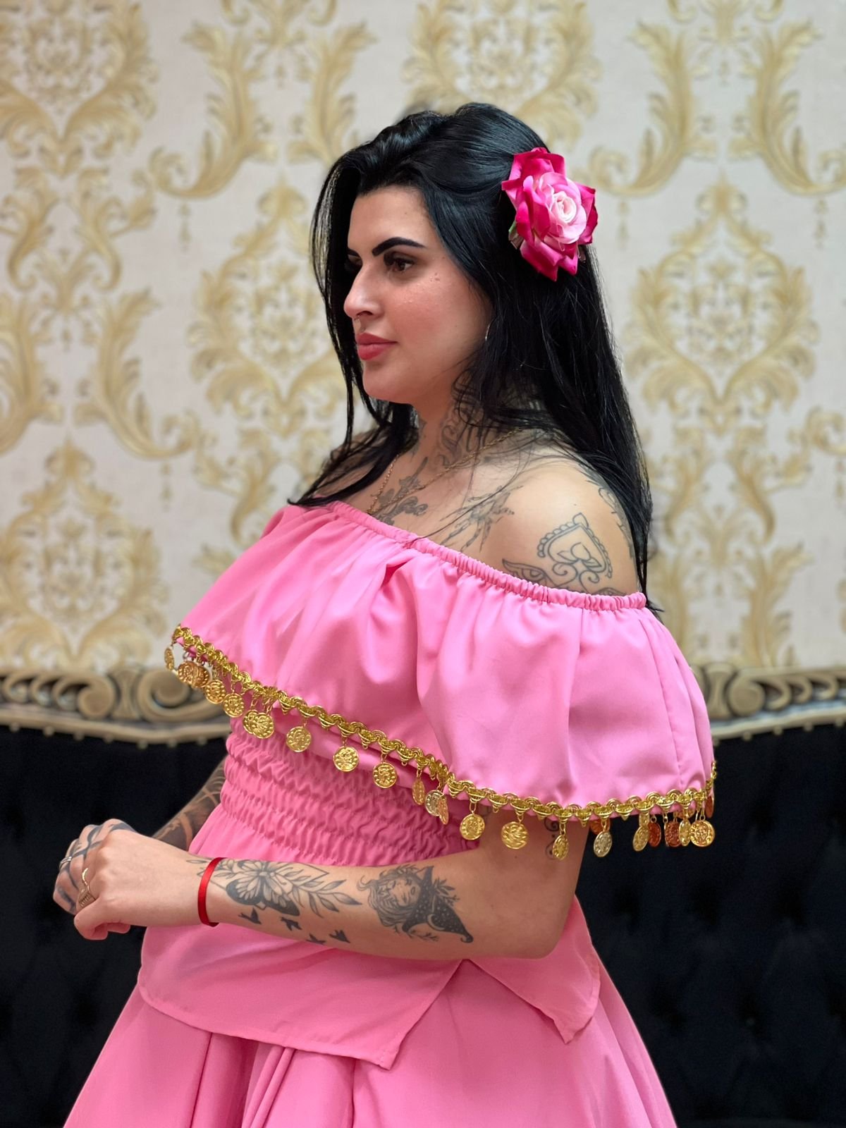 Conjunto Rosa & Dourado