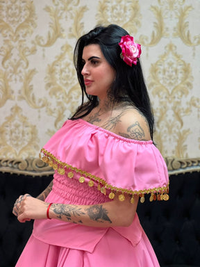 Conjunto Rosa & Dourado