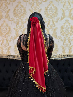 Lenço Lurex Moedas Vermelho