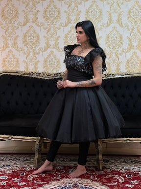 Saia Voal Curta Preta