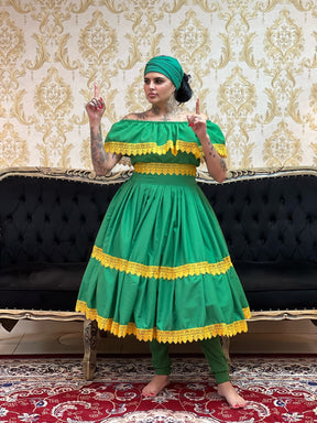 Conjunto Guipir Fem Verde/Amarelo