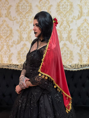 Lenço Lurex Moedas Vermelho