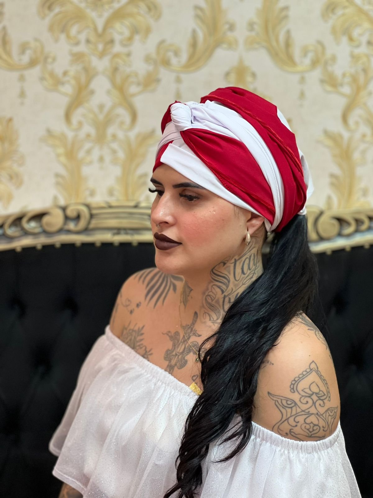 Pano Oxfor Branco/Vermelho