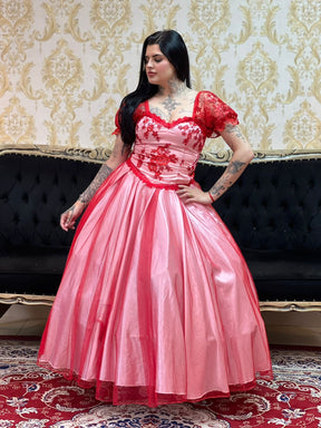 Corpete Bordado Branco/Verm