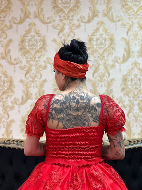 Corpete Bordado Metalic Vermelho