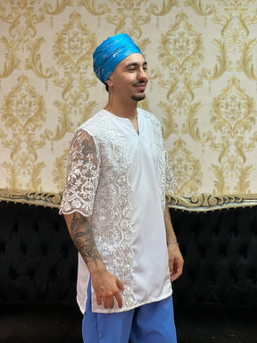 Kafta Luxo Branco/Prata