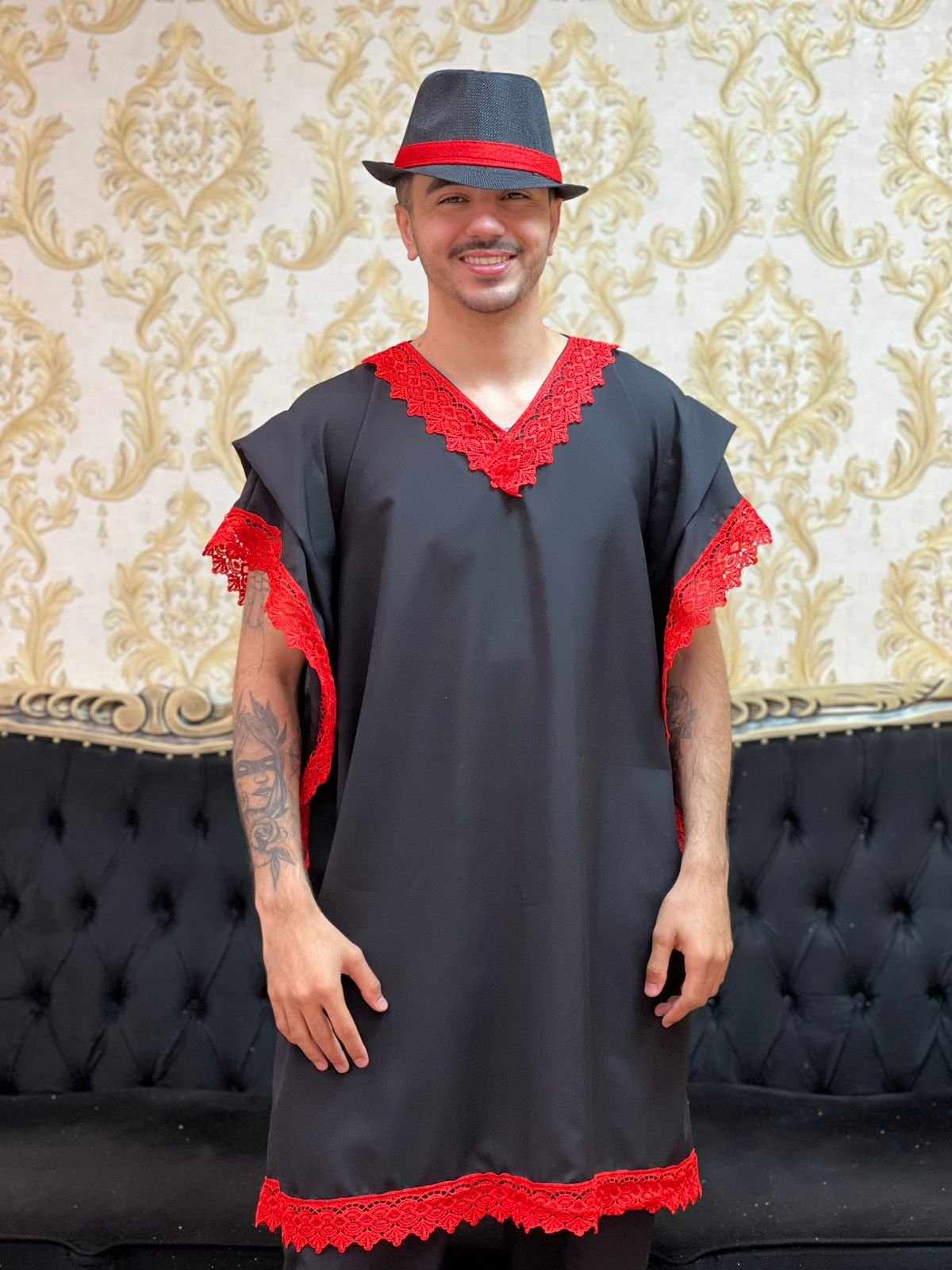 Kafta Tunica Preto/Verm