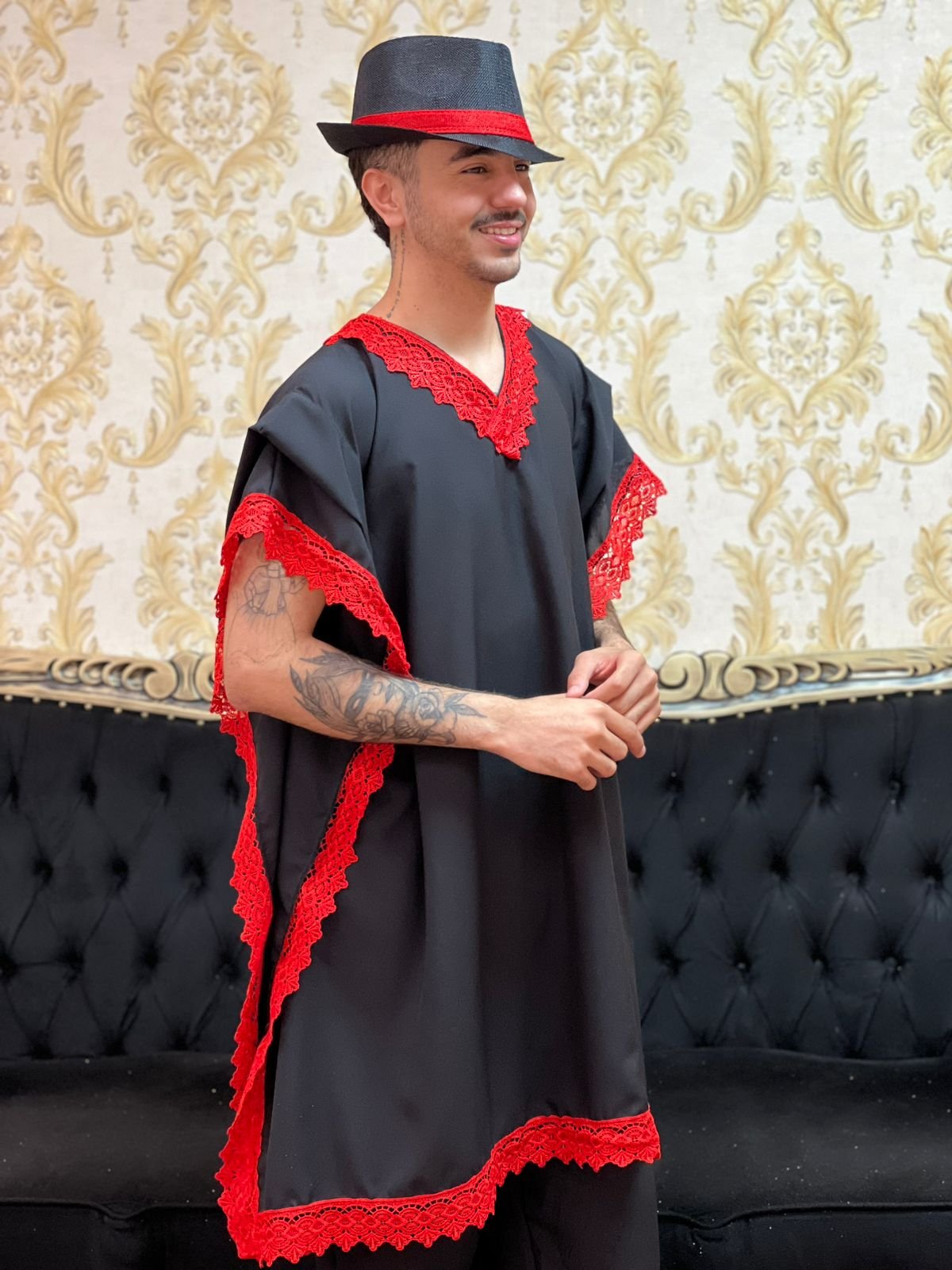 Kafta Tunica Preto/Verm