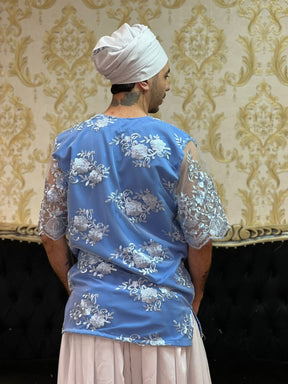 Kafta Rendada Slim Azul