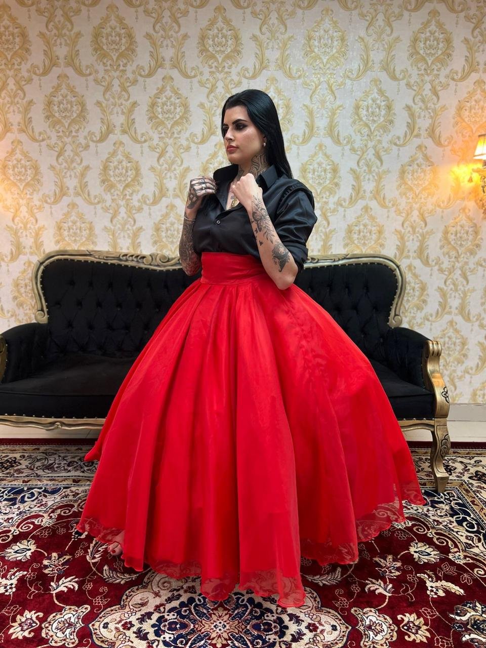 Saia Voal Longa Vermelha