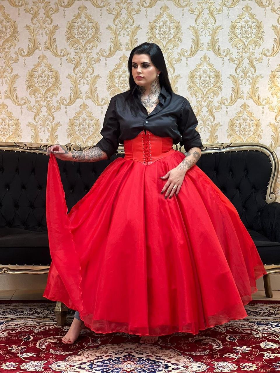 Saia Voal Longa Vermelha