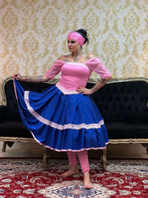 Saia 1 Babado Curta Azulão/Rosa