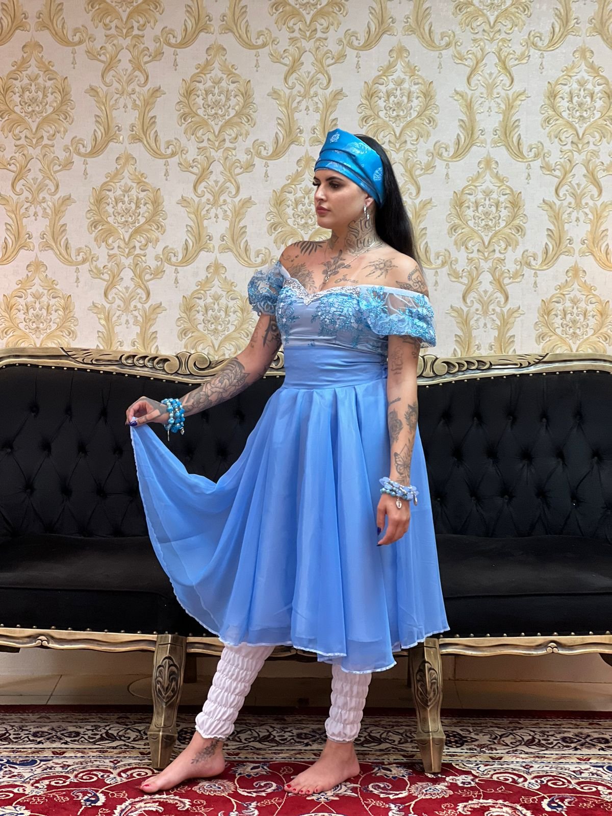 Saia Voal Curta Azul