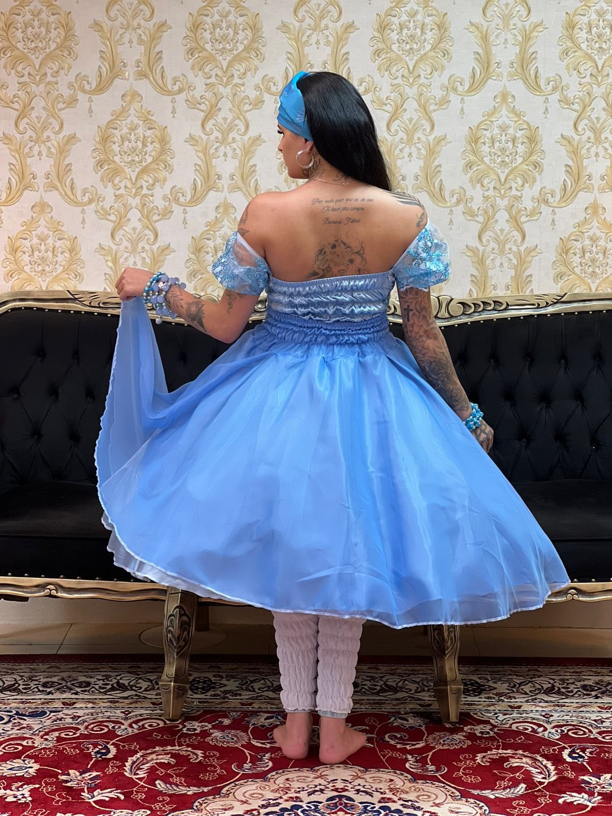 Saia Voal Curta Azul