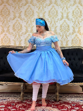 Saia Voal Curta Azul