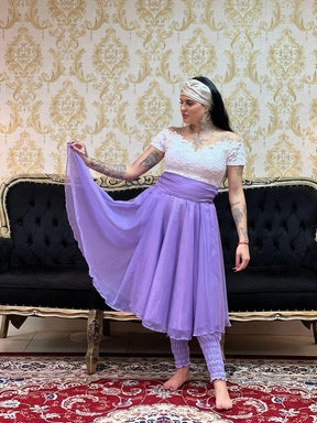 Saia Voal Curta Lilás