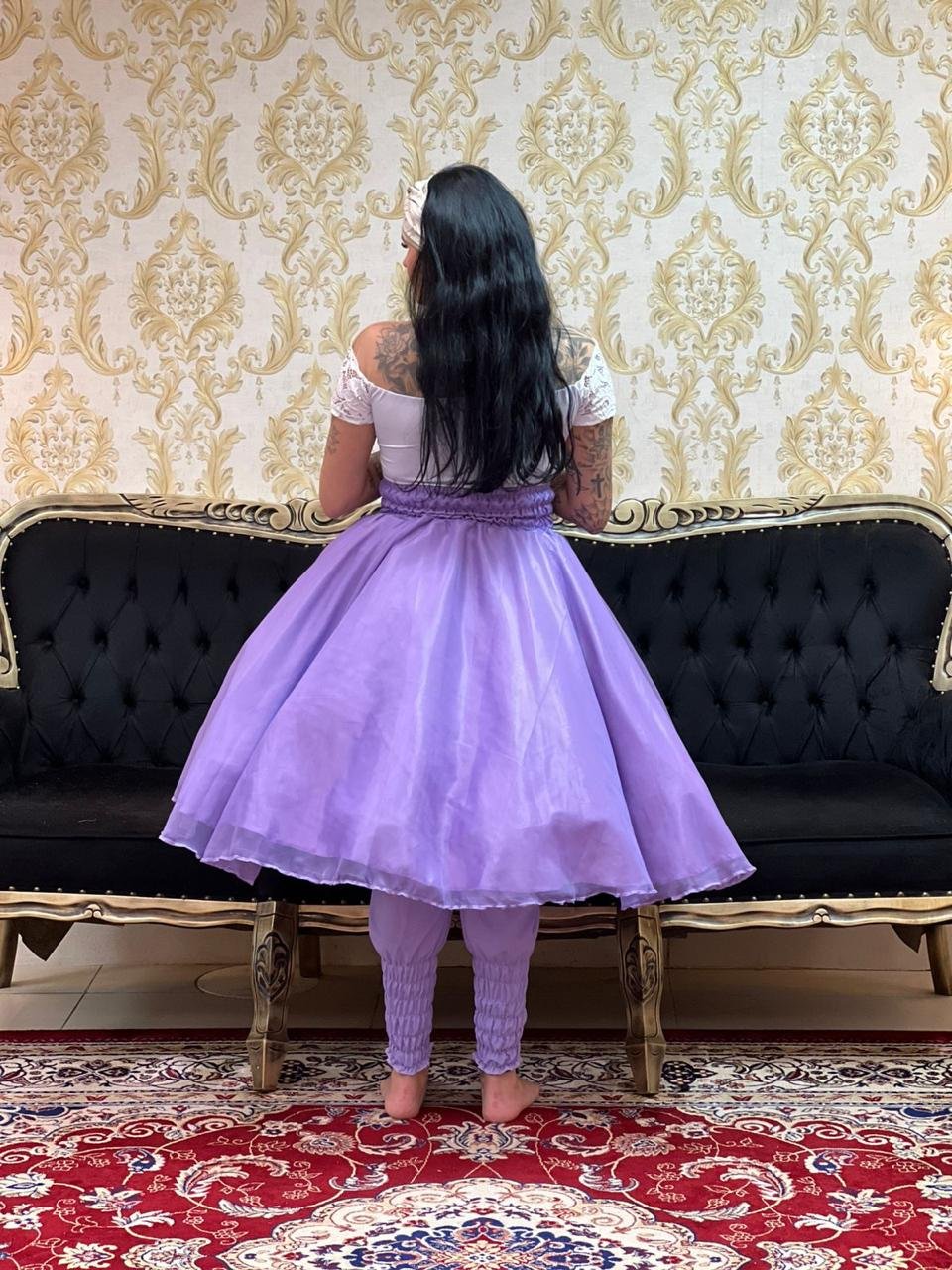 Saia Voal Curta Lilás