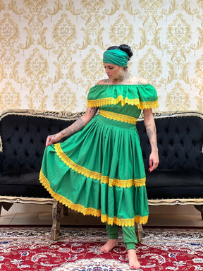 Conjunto Guipir Fem Verde/Amarelo