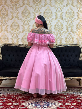 Saia Voal Longa Rosa