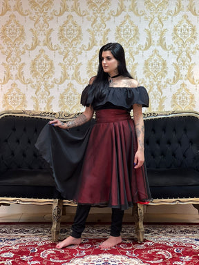 Saia Voal Curta Verm/Pto