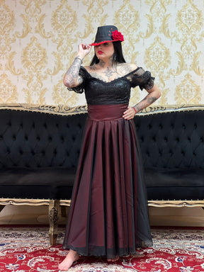 Saia Voal Longa Verm/Pto