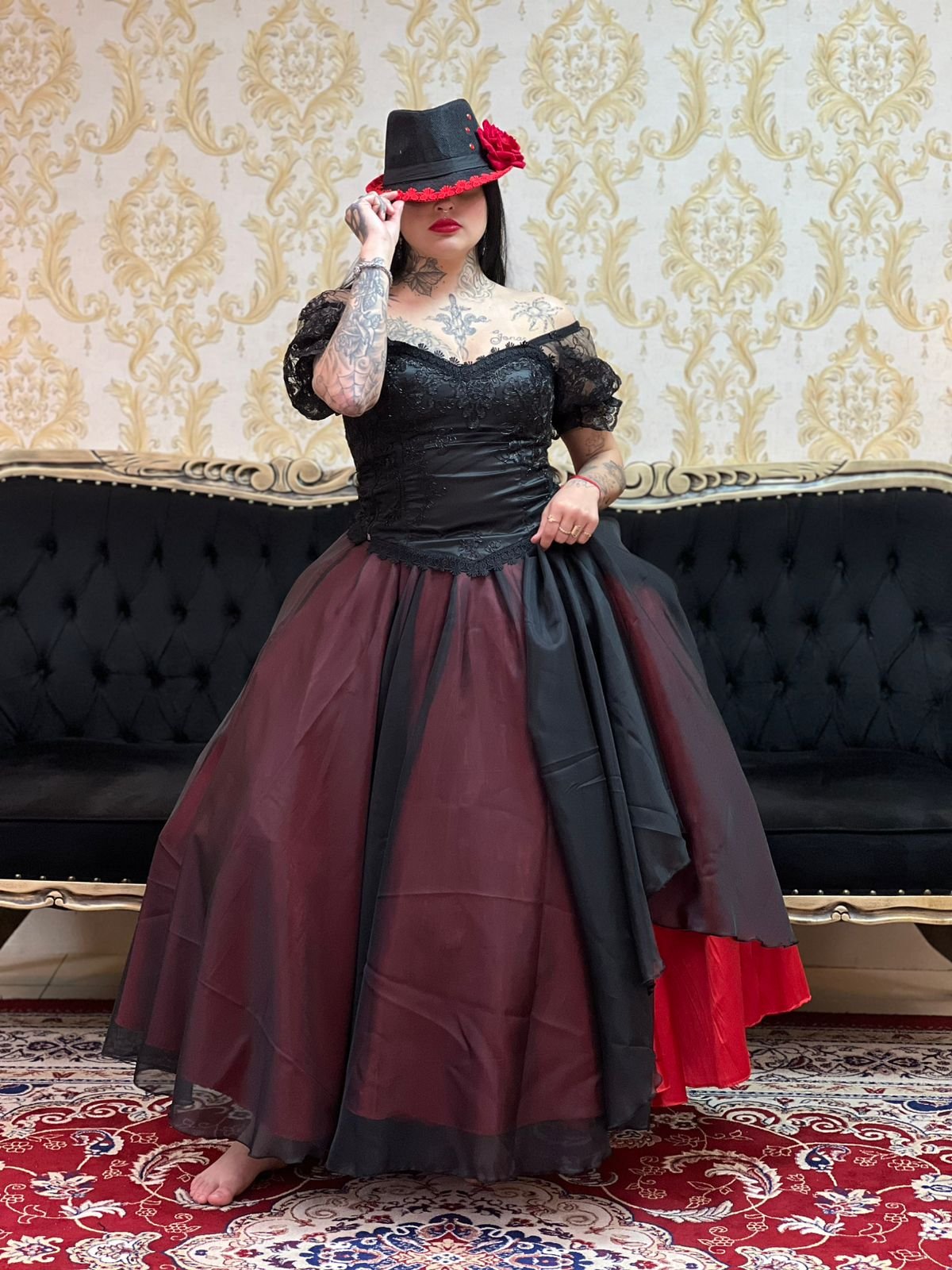 Saia Voal Longa Verm/Pto