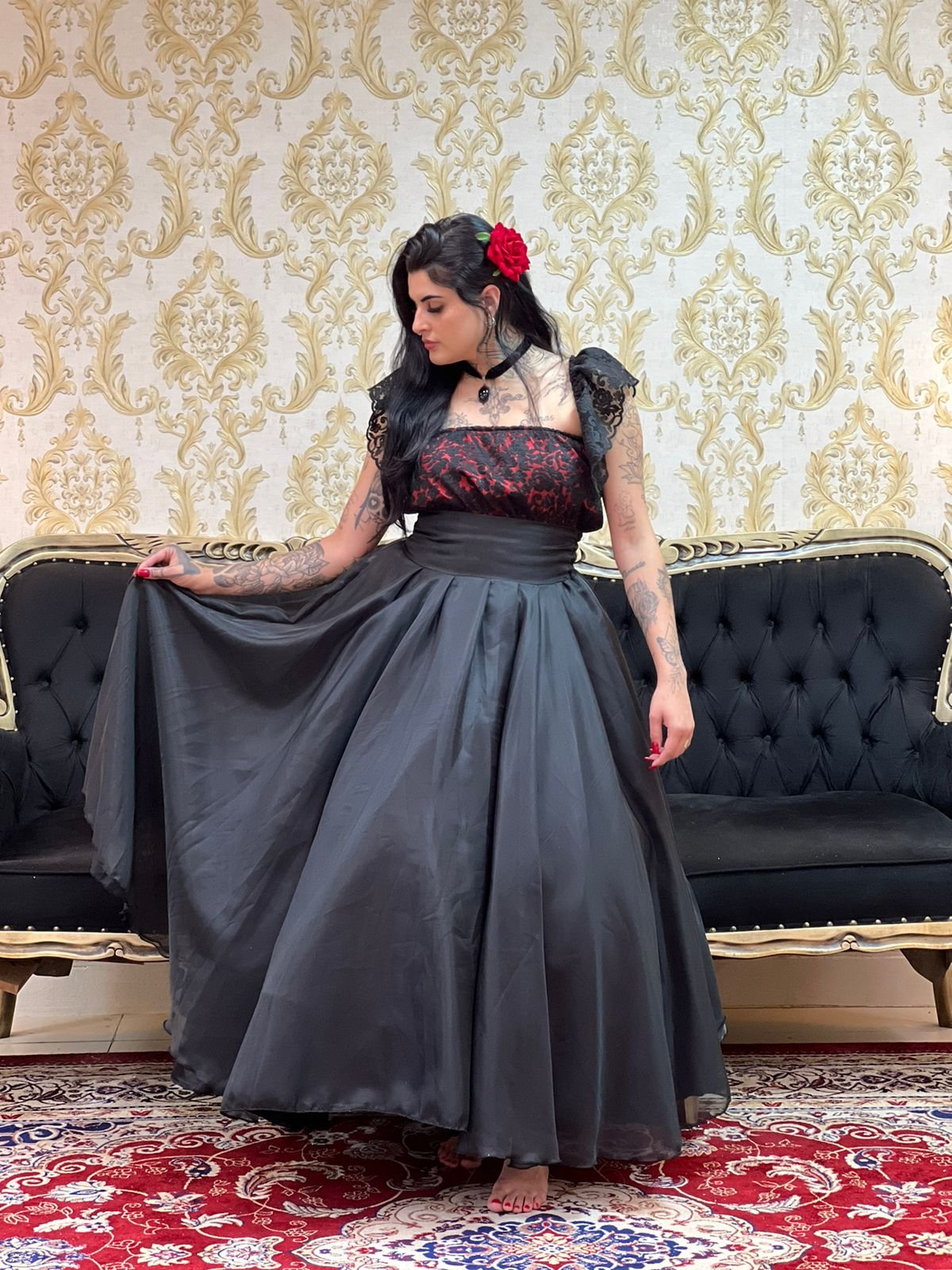 Saia Voal Longa Preta