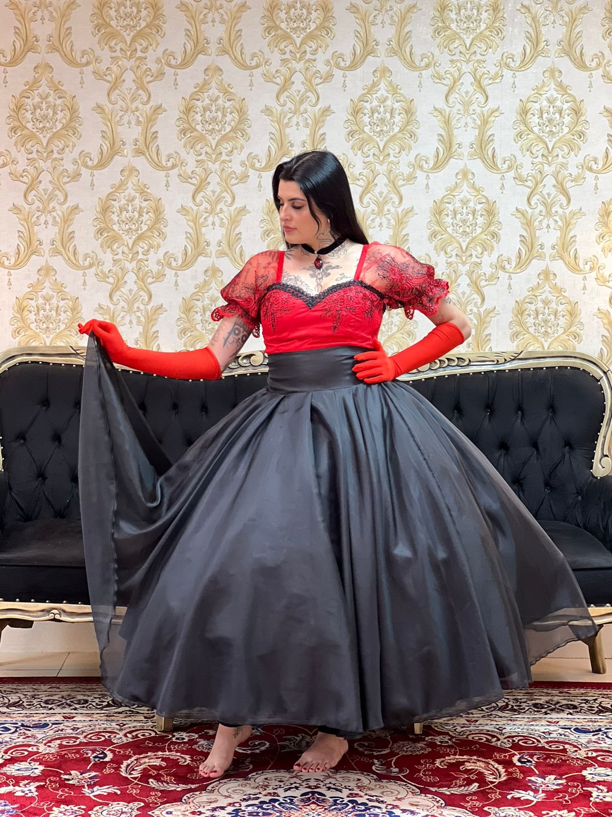 Saia Voal Longa Preta