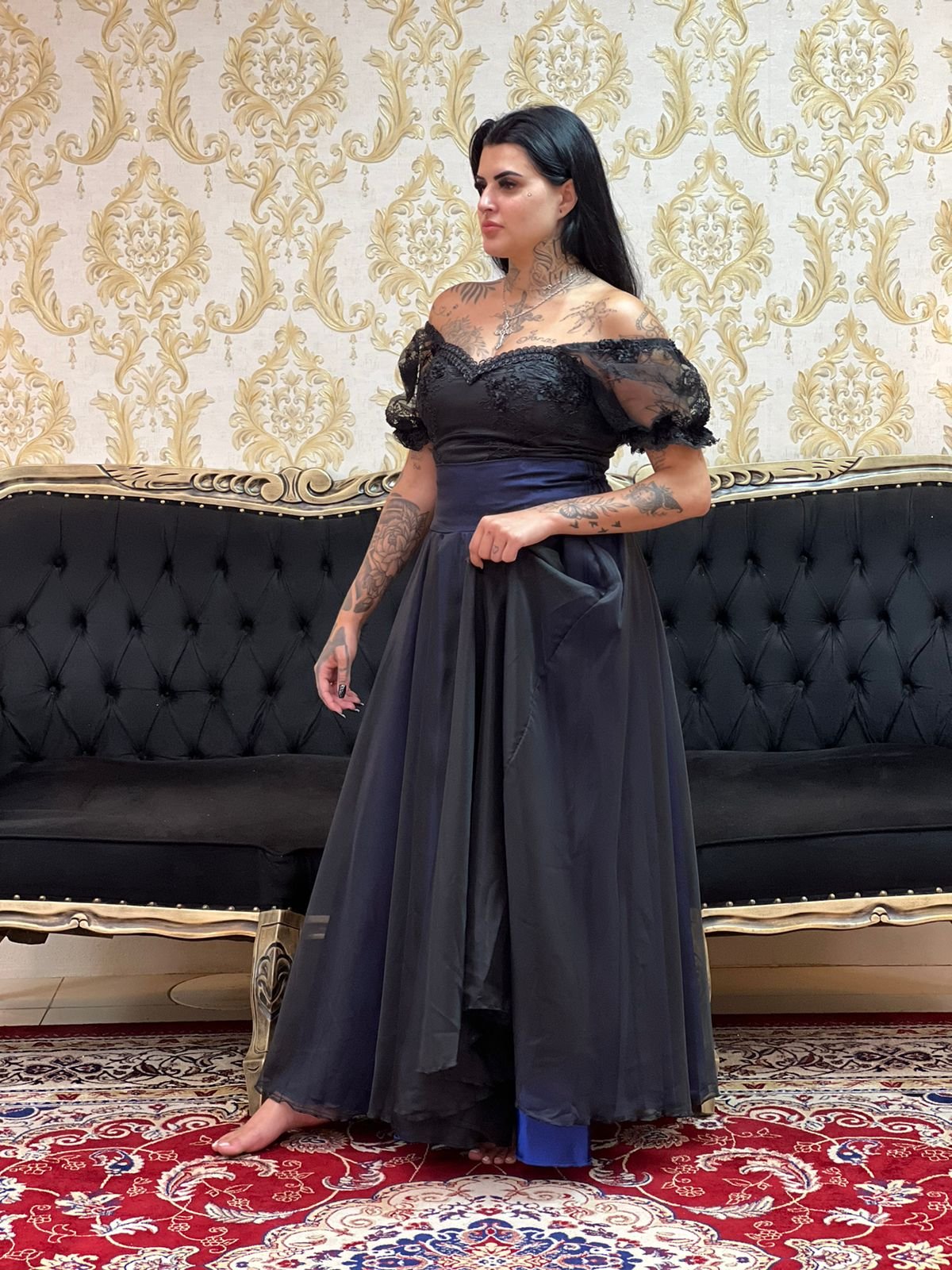 Saia Voal Longa Azulão/Pto