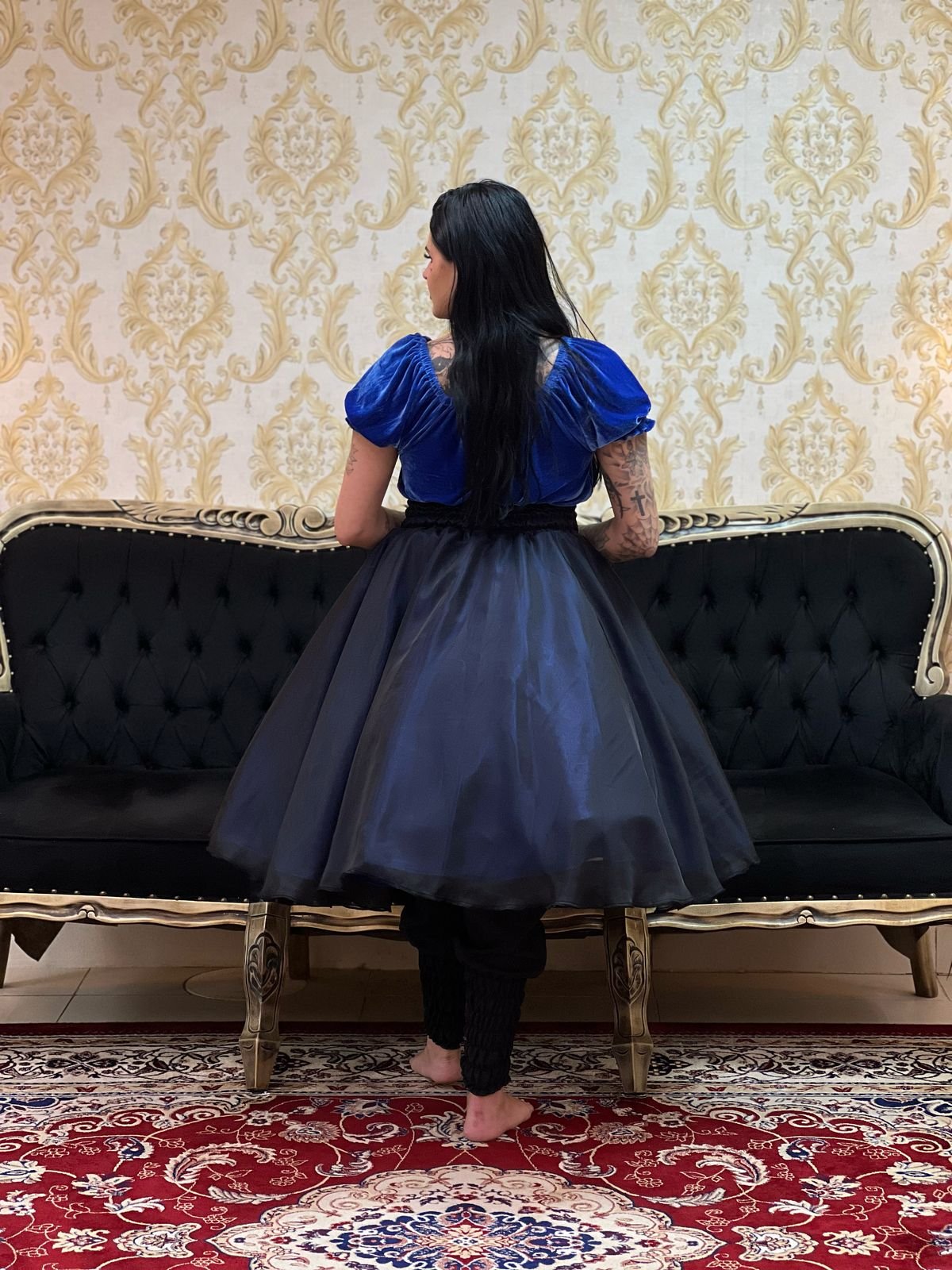 Saia Voal Curta Azulão/Pto