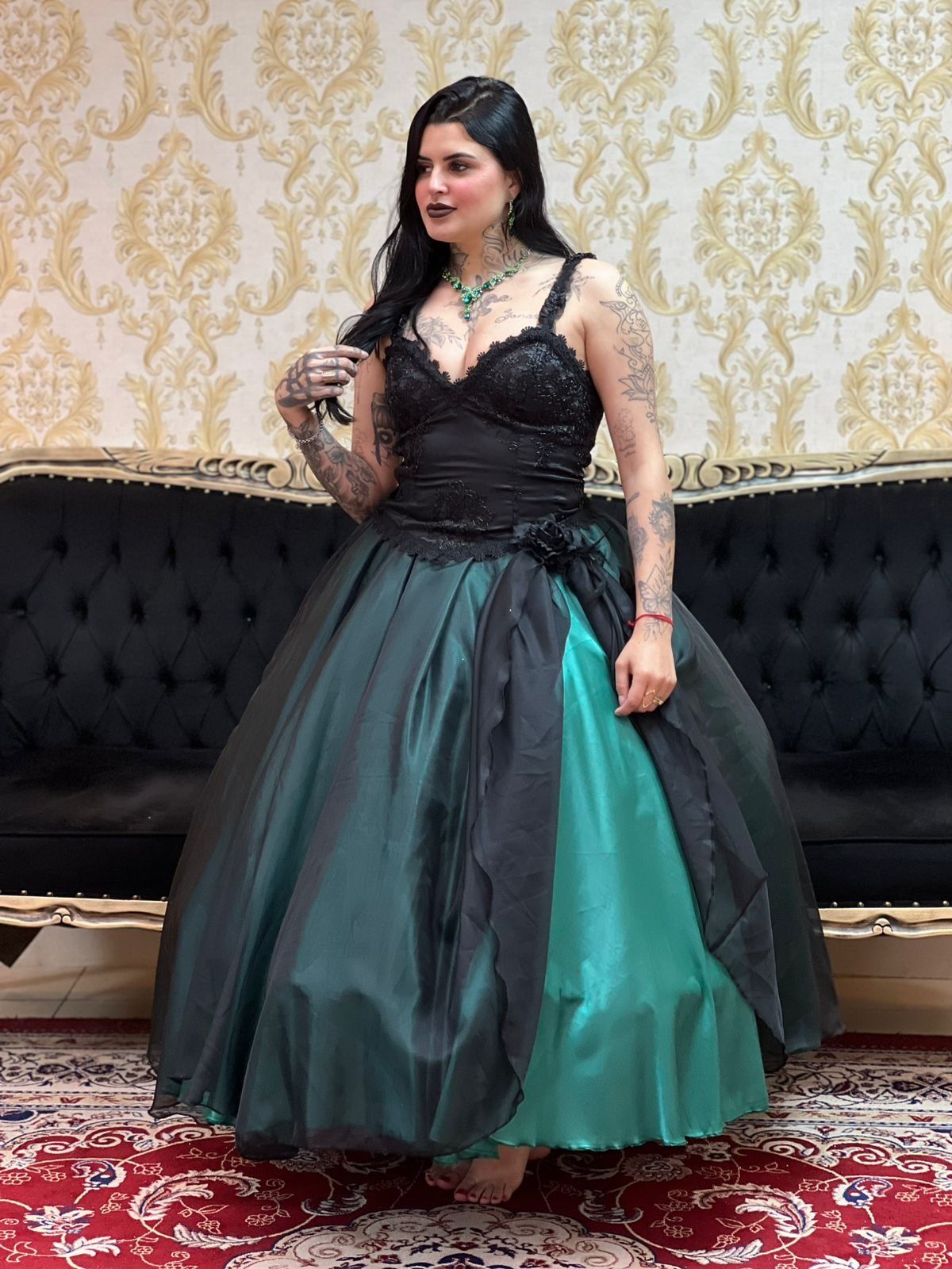 Saia Voal Longa Verde/Pto