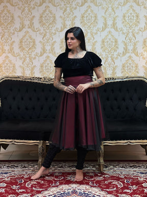 Saia Voal Curta Rosa/Pto