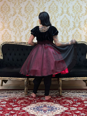 Saia Voal Curta Rosa/Pto