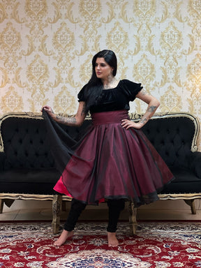 Saia Voal Curta Rosa/Pto