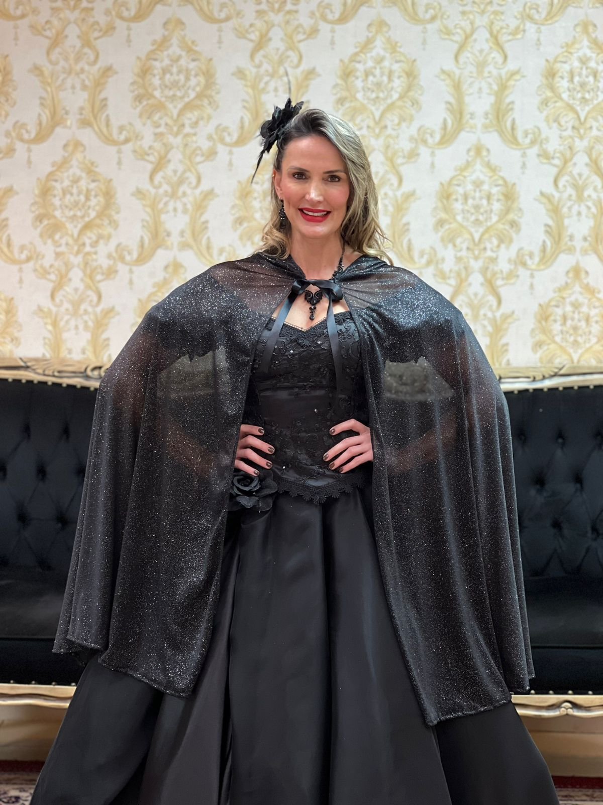 Capa Malha Gliter Preta