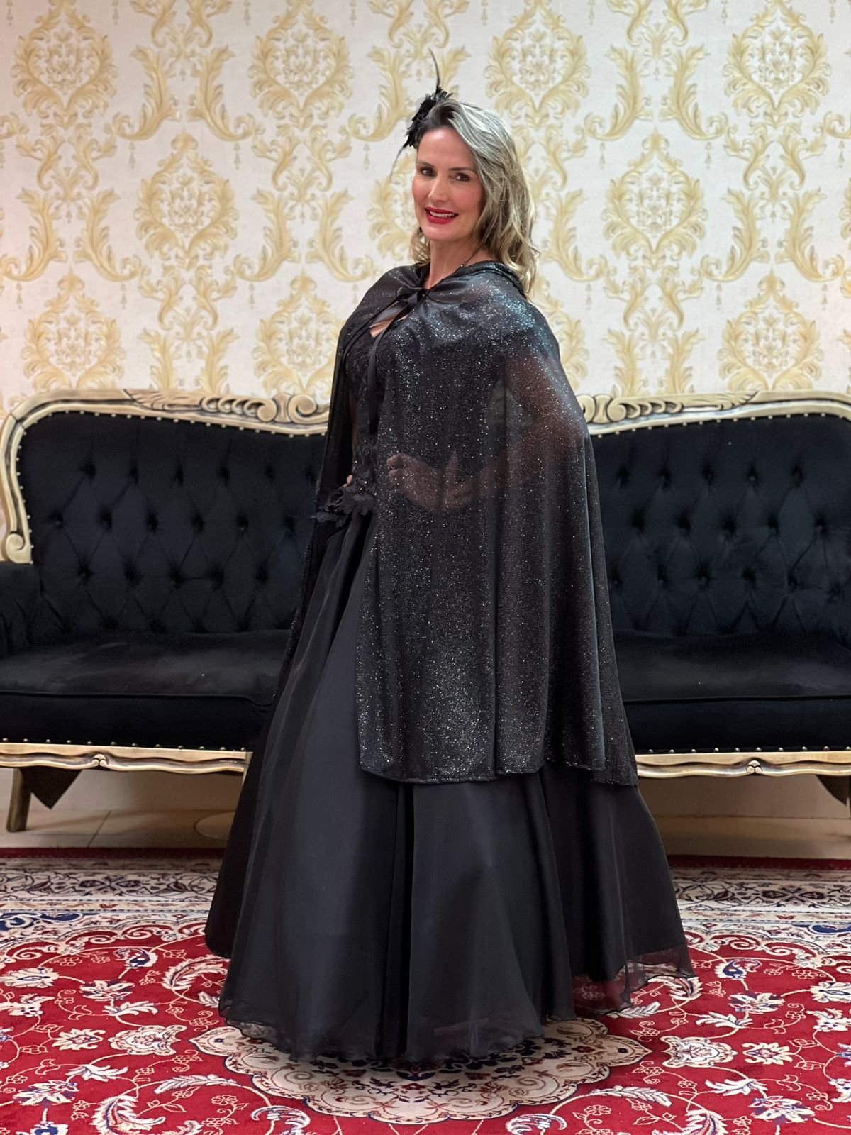 Capa Malha Gliter Preta