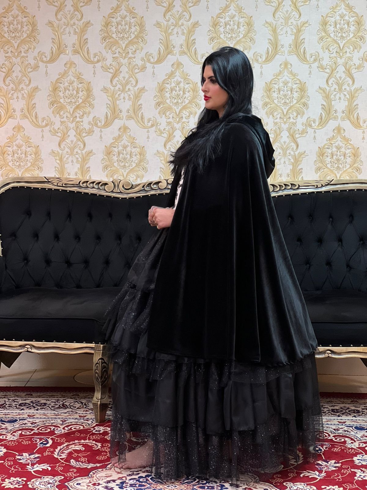 Capa Capuz Veludo Preta