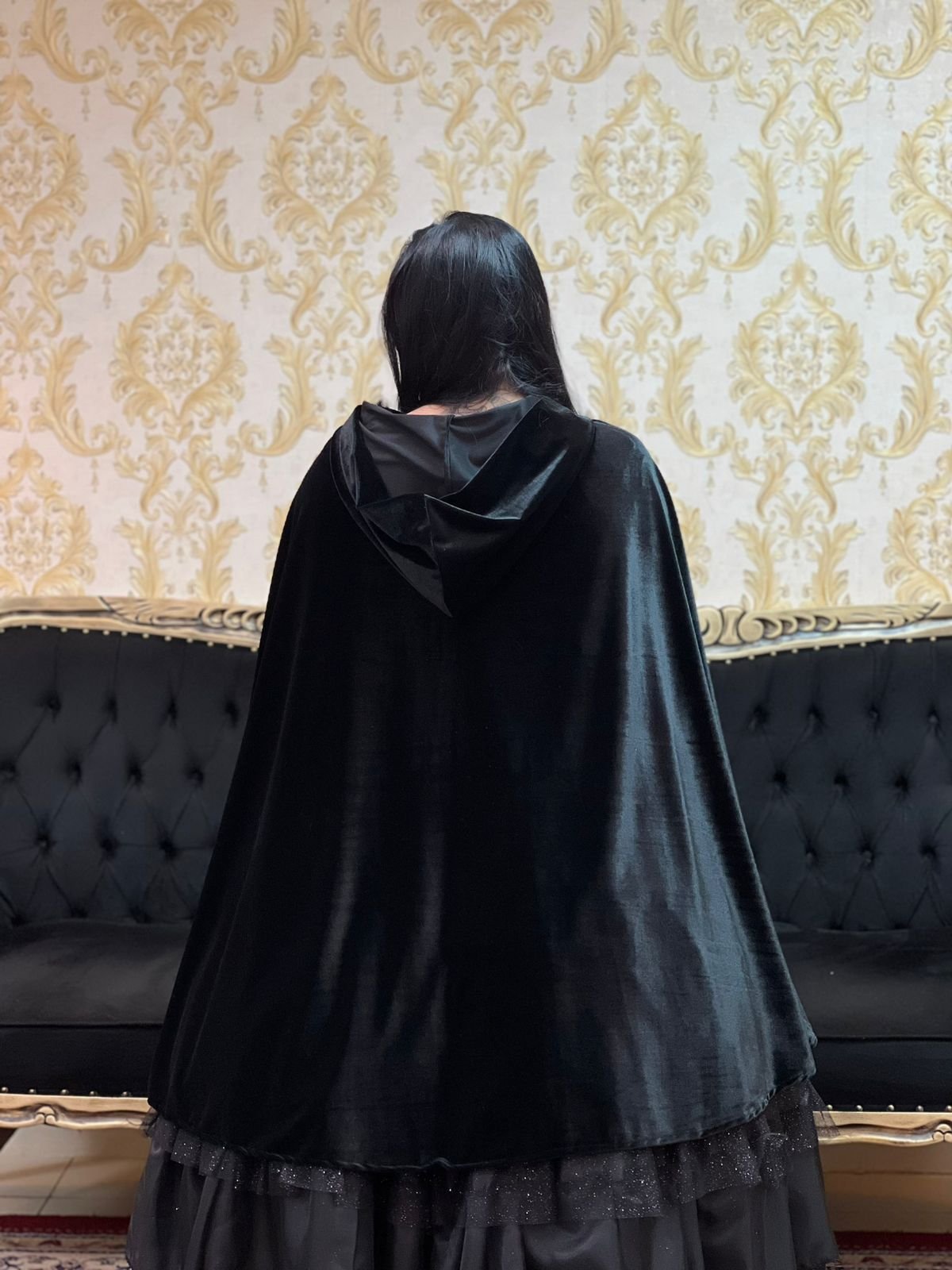 Capa Capuz Veludo Preta