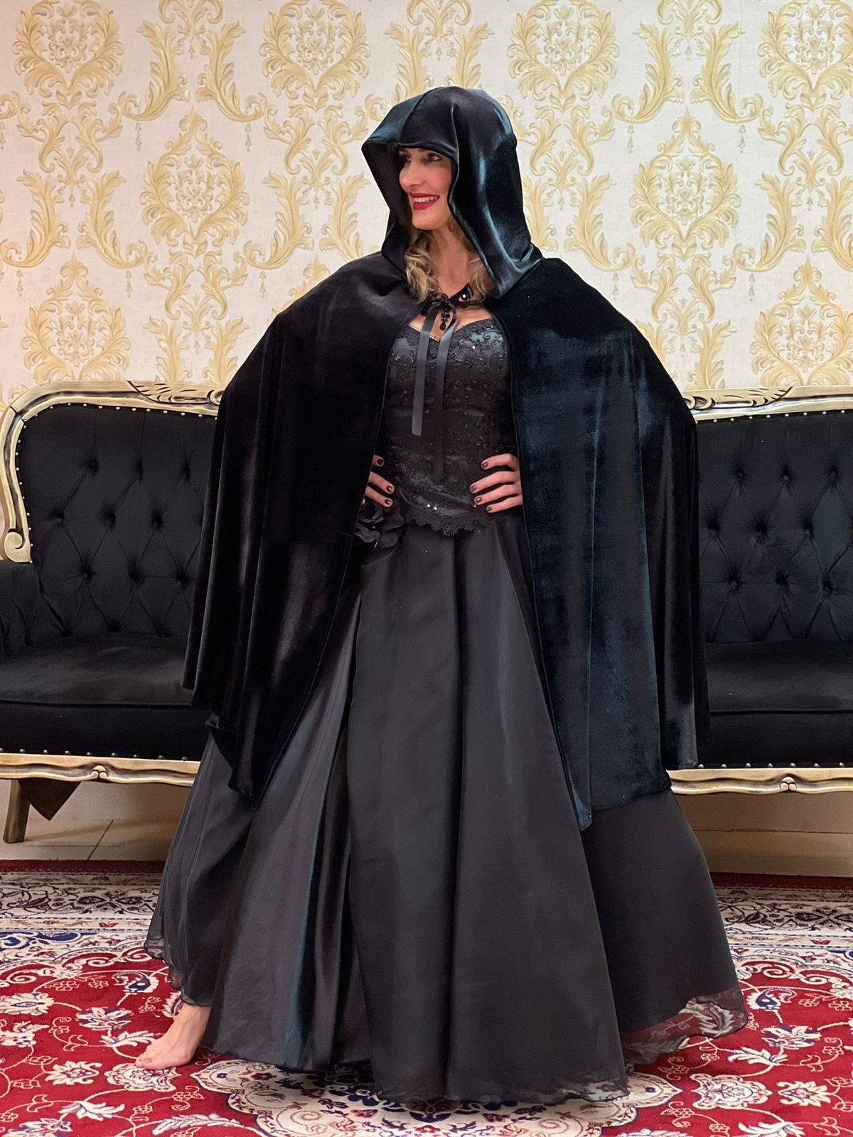 Capa Capuz Veludo Preta