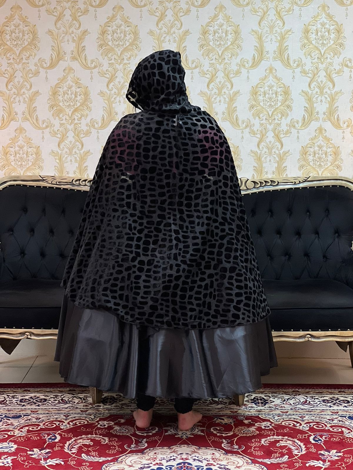 Capa Capuz Veludo/Chiffon